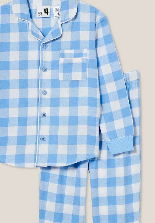 Cotton On - William long sleeve pyjama set - dusk blue/gingham