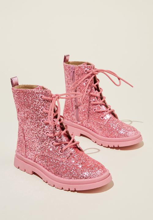 Cotton On - Combat lug boot - pink glitter