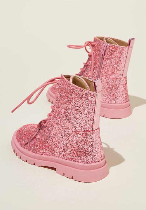 Cotton On - Combat lug boot - pink glitter
