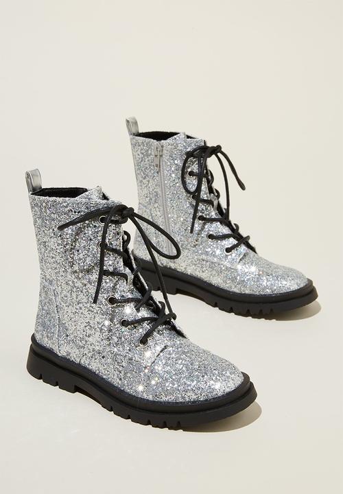 Cotton On - Combat lug boot - silver glitter