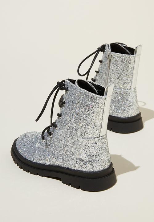 Cotton On - Combat lug boot - silver glitter