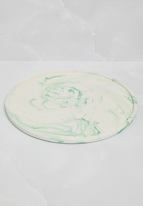 Terrazzo Home - Round Serving Tray - Green marble