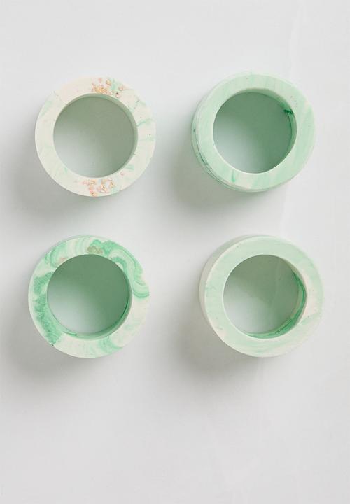 Terrazzo Home - Napkin Rings Set of 4 - Green Marble