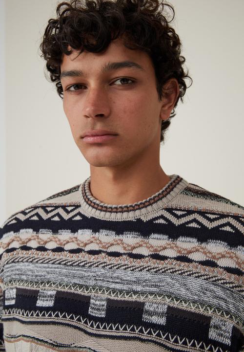 Cotton On - Garage Knit - Navy Multi Pattern