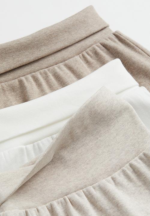 H&M - 5-Pack cotton trousers - white & light beige marl