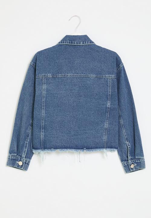 Pop Candy - Frayed denim jacket - blue