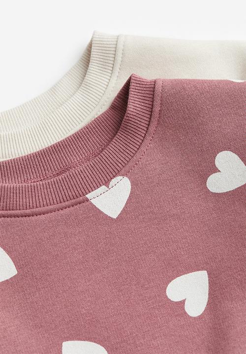 H&M - 2-Pack sweatshirts - old rose/hearts 