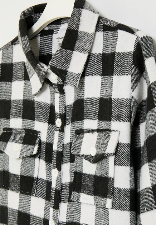 Pop Candy - Plaid shacket - black & white