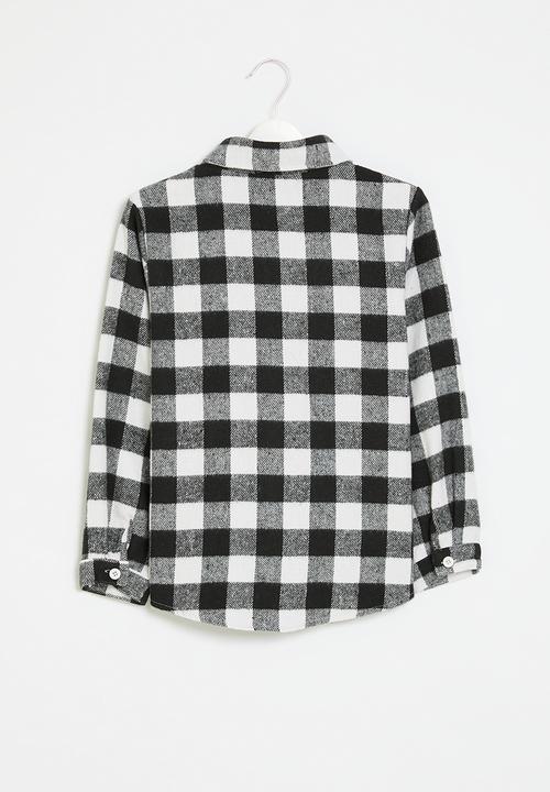 Pop Candy - Plaid shacket - black & white