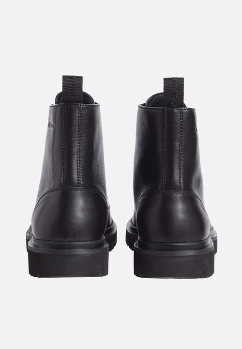 Calvin Klein - Eva boot mid lace up leather in fad - black
