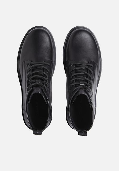 Calvin Klein - Eva boot mid lace up leather in fad - black