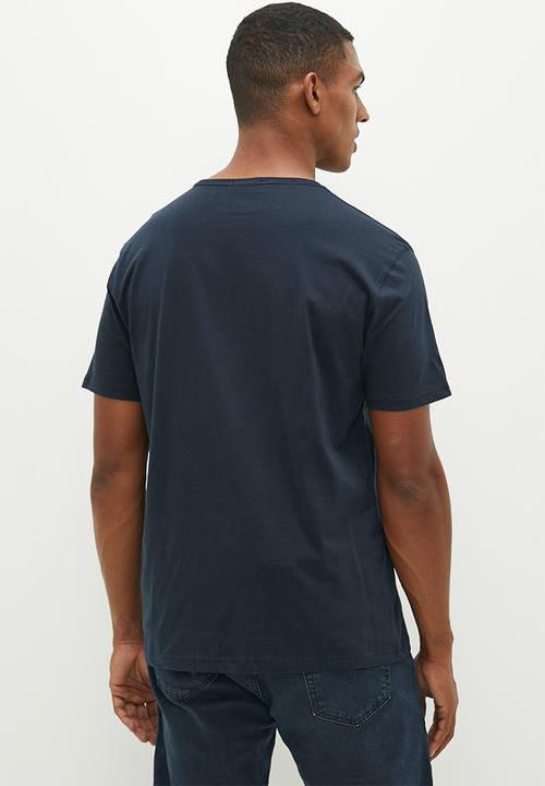 POLO - Harry short sleeve crest flock tee - navy