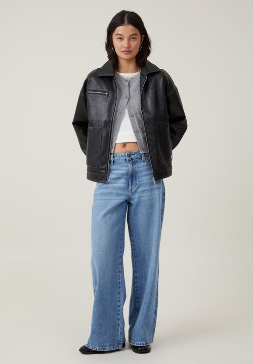 Leo Faux Leather Jacket - Black