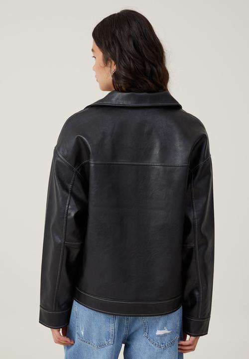 Leo Faux Leather Jacket - Black