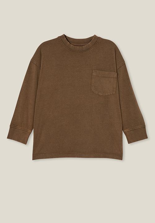 Cotton On - The essential long sleeve tee - hot choccy wash