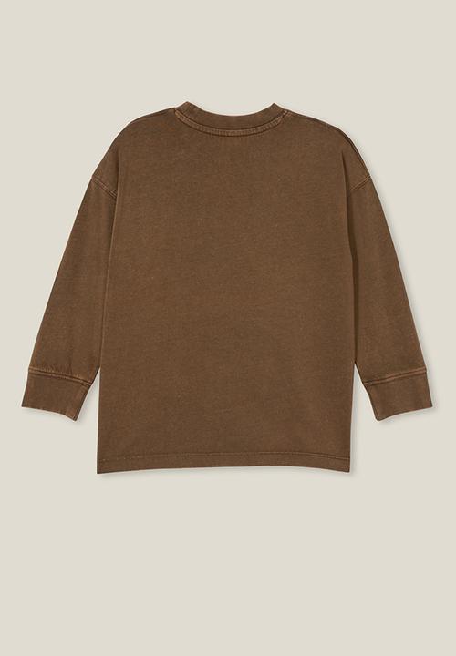 Cotton On - The essential long sleeve tee - hot choccy wash