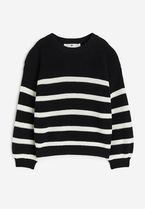 H&M - Textured-knit jumper - black & striped