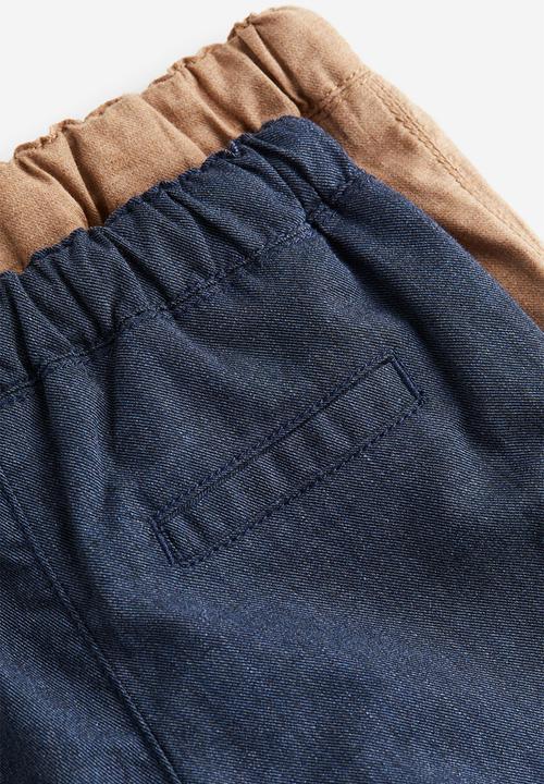H&M - 2-Pack fully lined cotton trousers - dark beige & dark blue