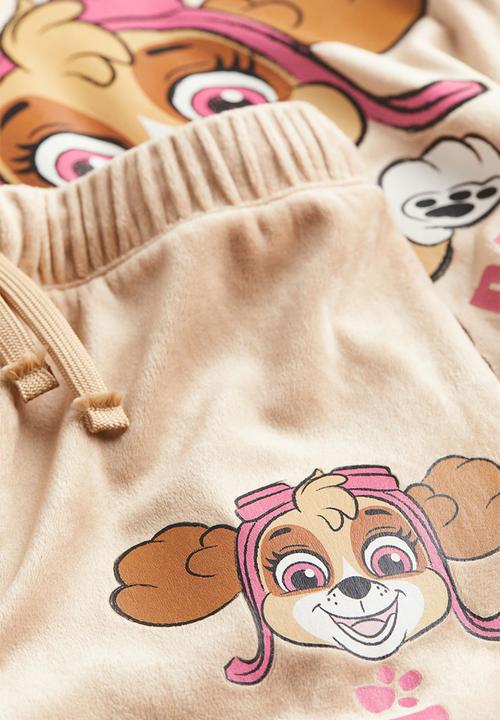 H&M - 2-Piece velour set - light beige & paw patrol
