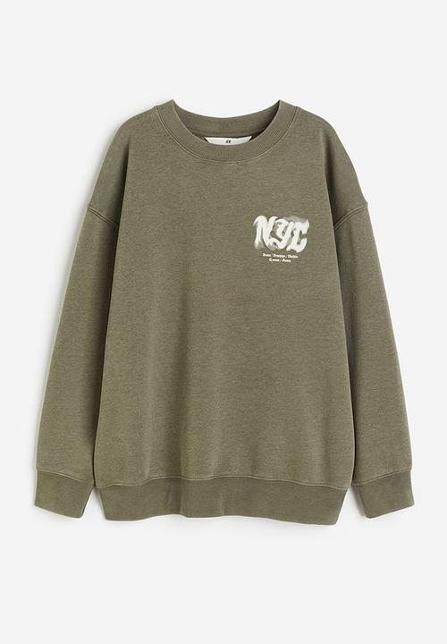 H&M - Sweatshirt - dark khaki green & nyc