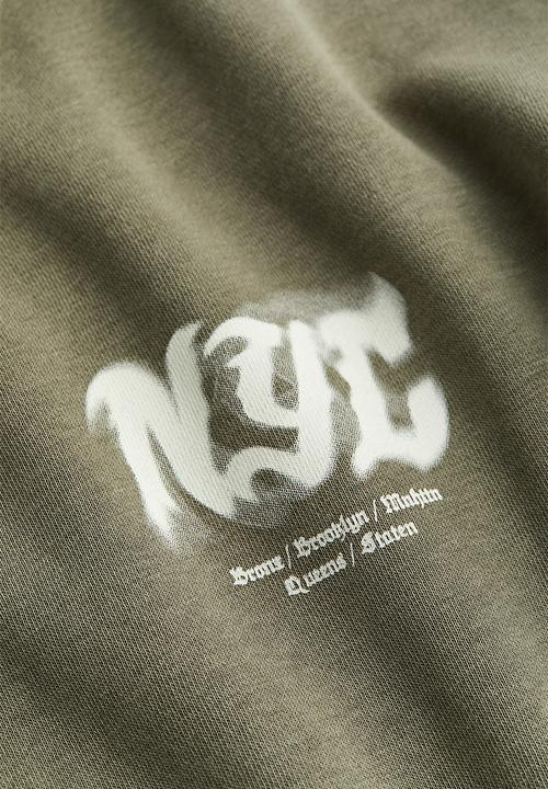 H&M - Sweatshirt - dark khaki green & nyc