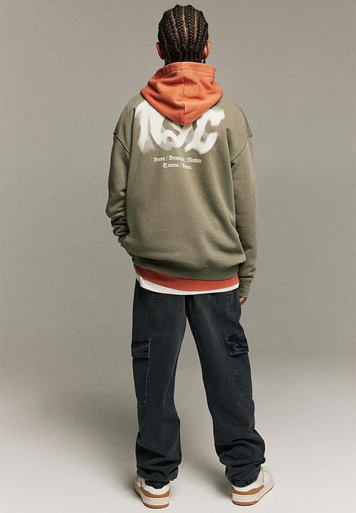 H&M - Sweatshirt - dark khaki green & nyc