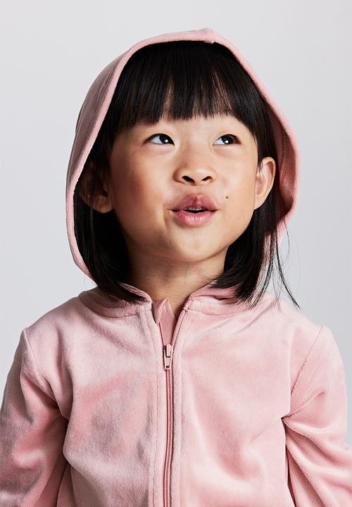 H&M - Velour zip-through hoodie - pink