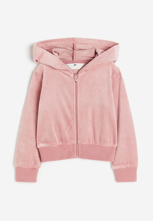 H&M - Velour zip-through hoodie - pink