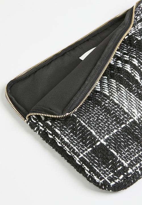 H&M - Textured-weave laptop case - black & white 