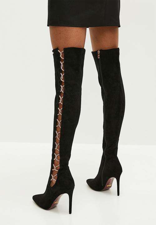Plum - Giada stiletto boot - black