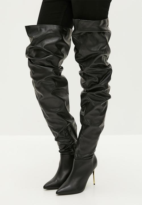 Plum - Crown stiletto boot - black