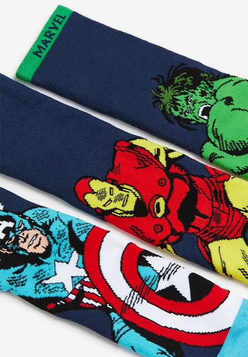 H&M - 3-Pack terry socks -  dark blue & marvel comics