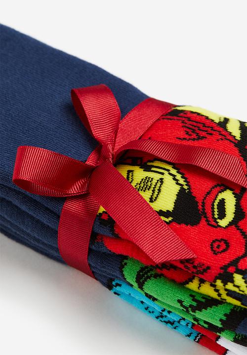 H&M - 3-Pack terry socks -  dark blue & marvel comics