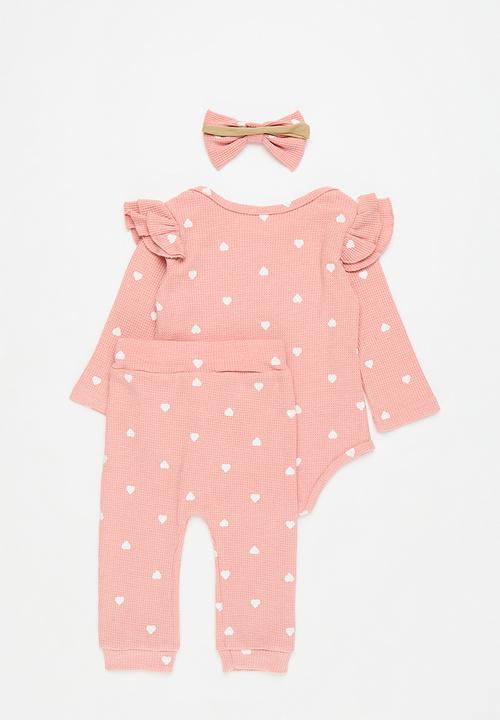 Pop Candy - 3 Piece printed romper set - pink