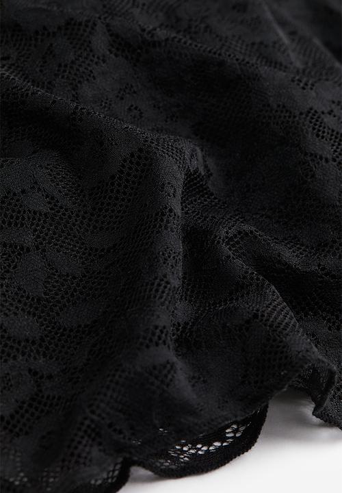 H&M - Long-sleeved lace top - black