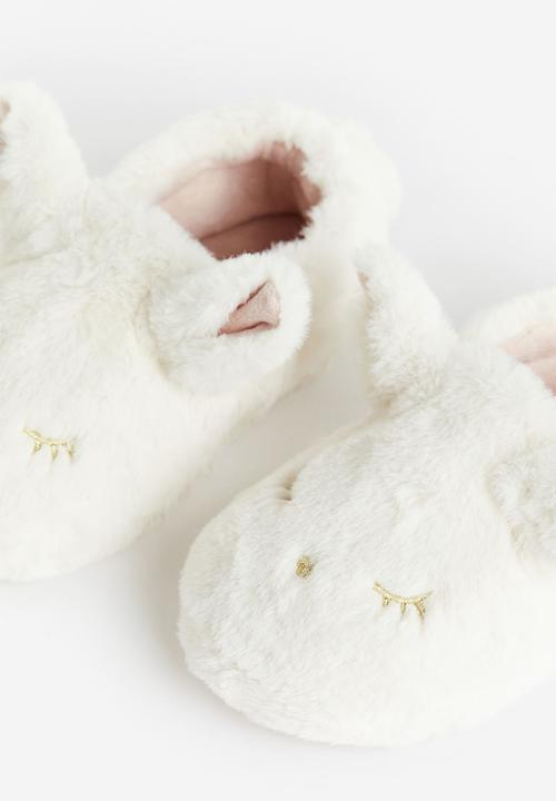 H&M - Fluffy animal slippers - white bunny