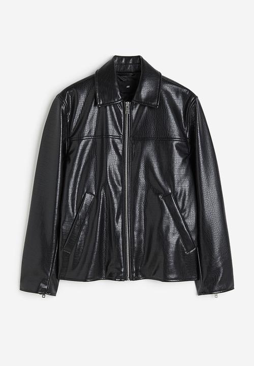 H&M - Regular fit coated jacket - black/crocodile-patterned