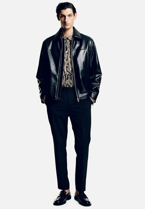 H&M - Regular fit coated jacket - black/crocodile-patterned