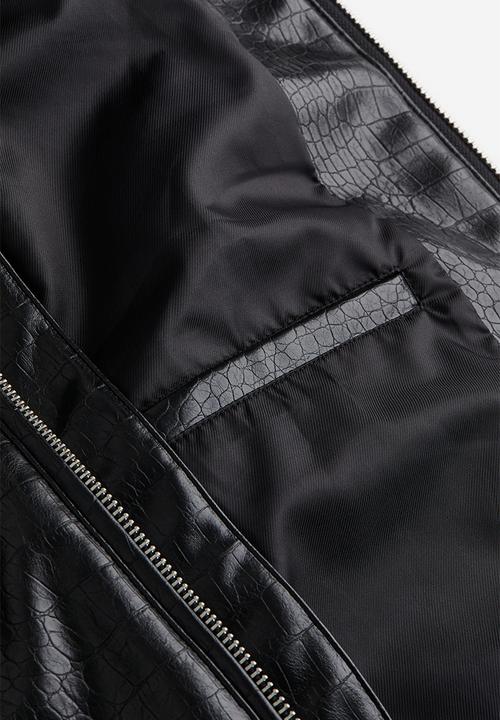 H&M - Regular fit coated jacket - black/crocodile-patterned