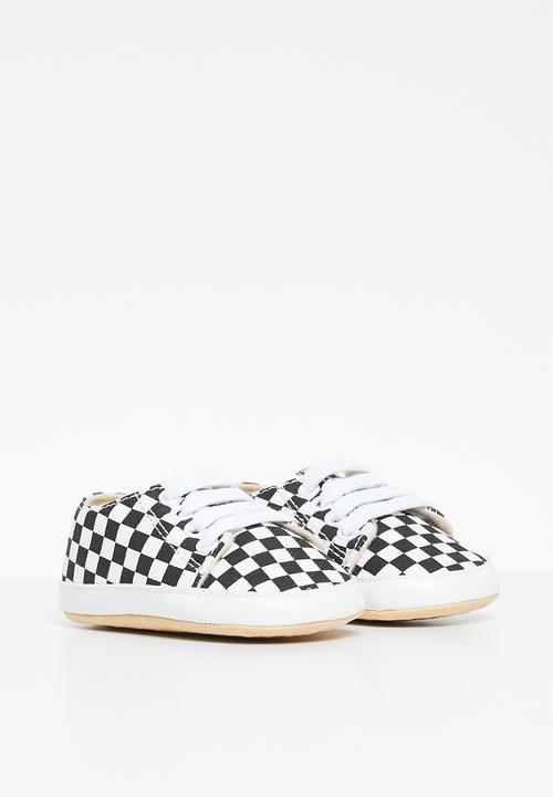 Pop Candy - Check lace up sneakers - black & white