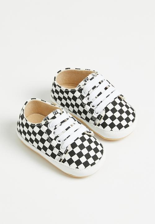 Pop Candy - Check lace up sneakers - black & white
