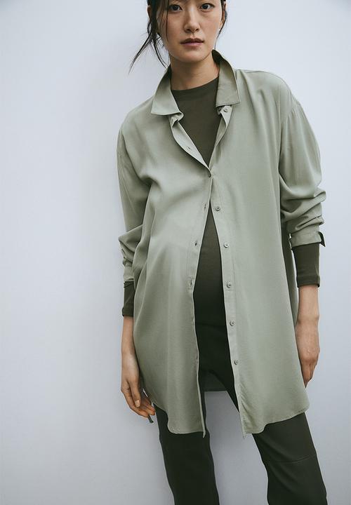 H&M - Mama before & after tie-belt shirt - light khaki green
