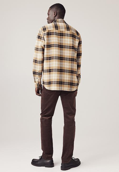 H&M - Regular fit flannel shirt - beige/checked