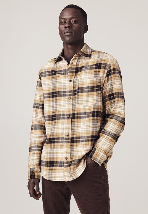 H&M - Regular fit flannel shirt - beige/checked