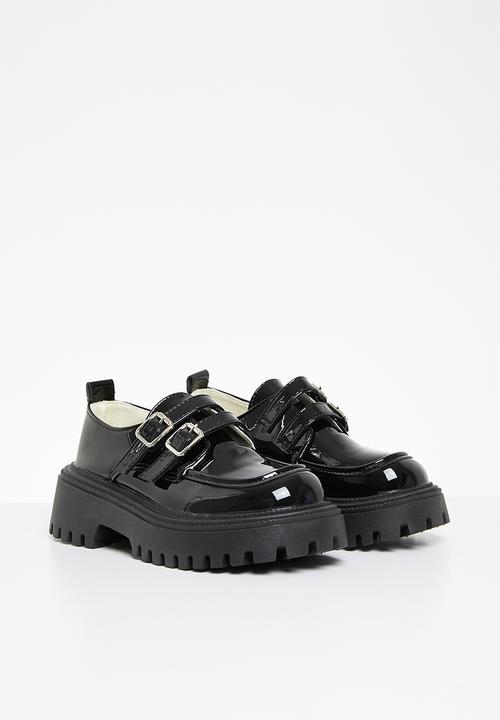 Pop Candy - Twin strap chunky loafers - black