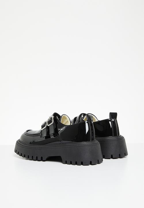 Pop Candy - Twin strap chunky loafers - black