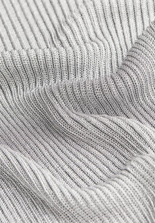 H&M - Metallic rib-knit top - silver-coloured