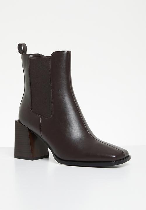 POLO - Chelsea block heel ankle boot - brown