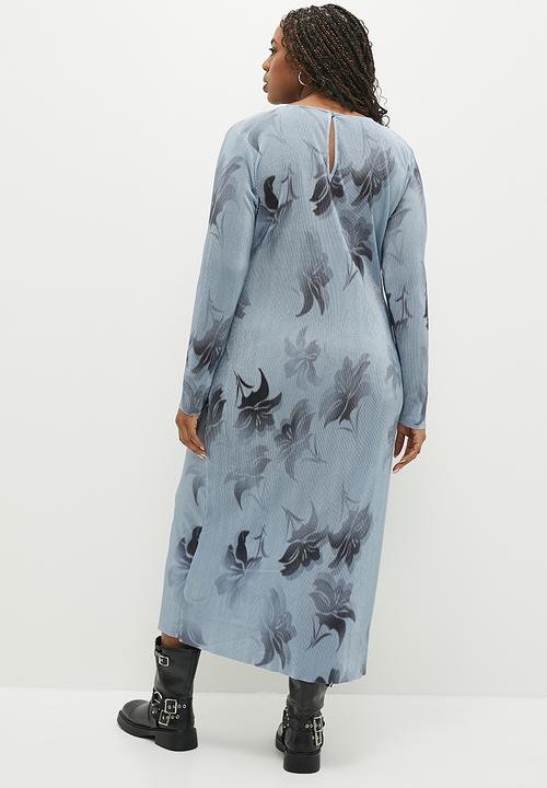 Superbalist - Plisse long sleeve column dress - ghost floral