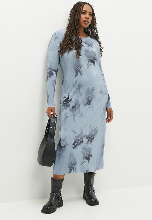 Superbalist - Plisse long sleeve column dress - ghost floral